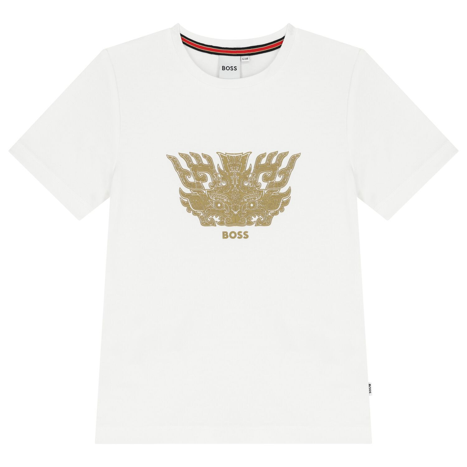 Boys White Dragon Logo T-Shirt, 2, hi-res