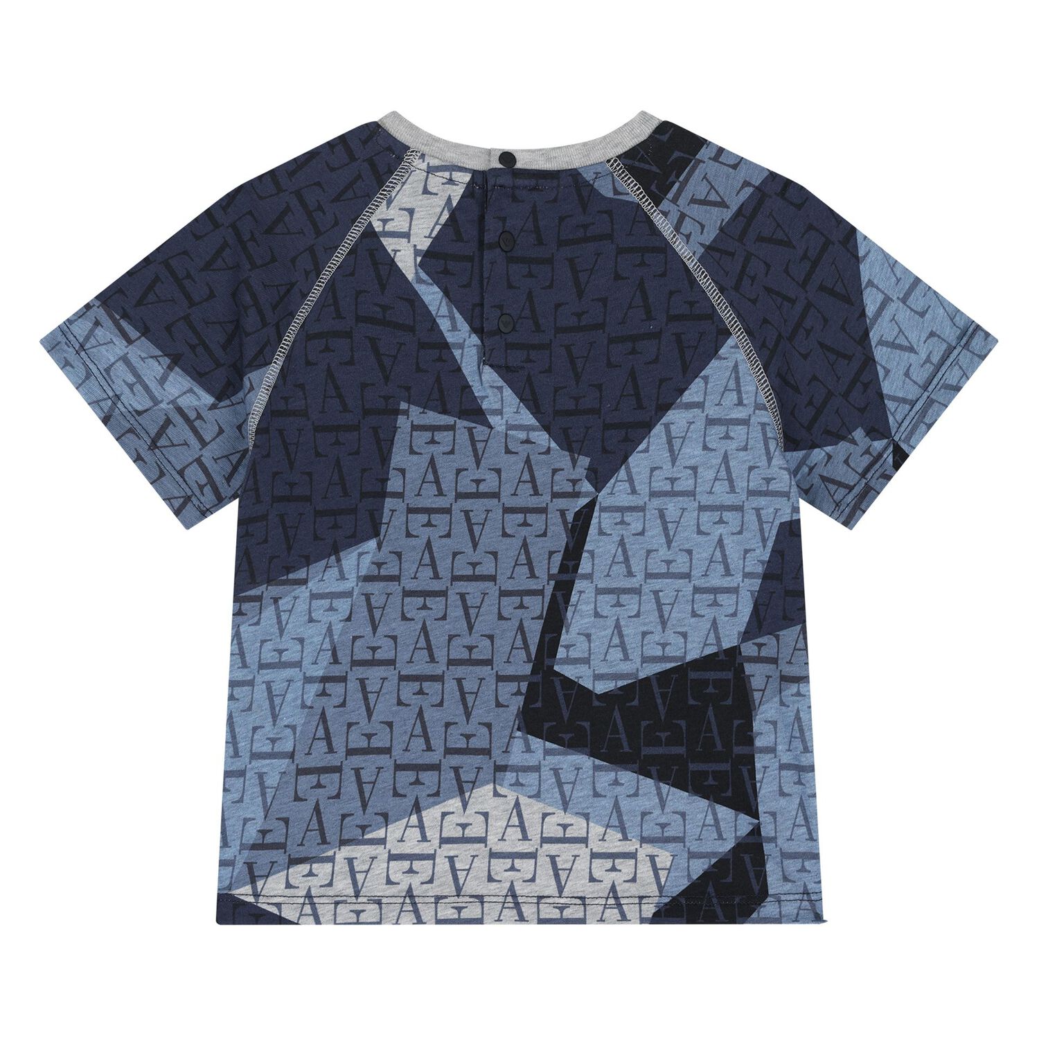 Younger Boys Grey & Blue Logo T-Shirt, 1, hi-res