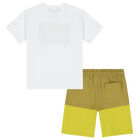 Boys White & Yellow Shorts Set, 1, hi-res