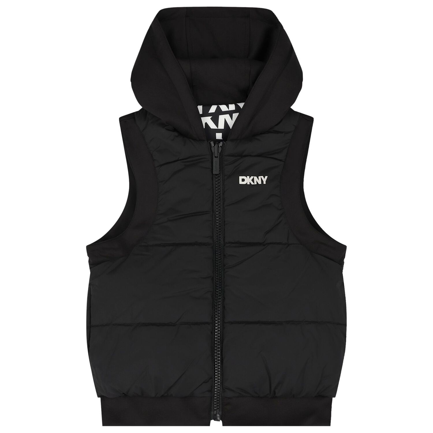 Black & White Logo Reversible Hooded Gilet, 1, hi-res image number null