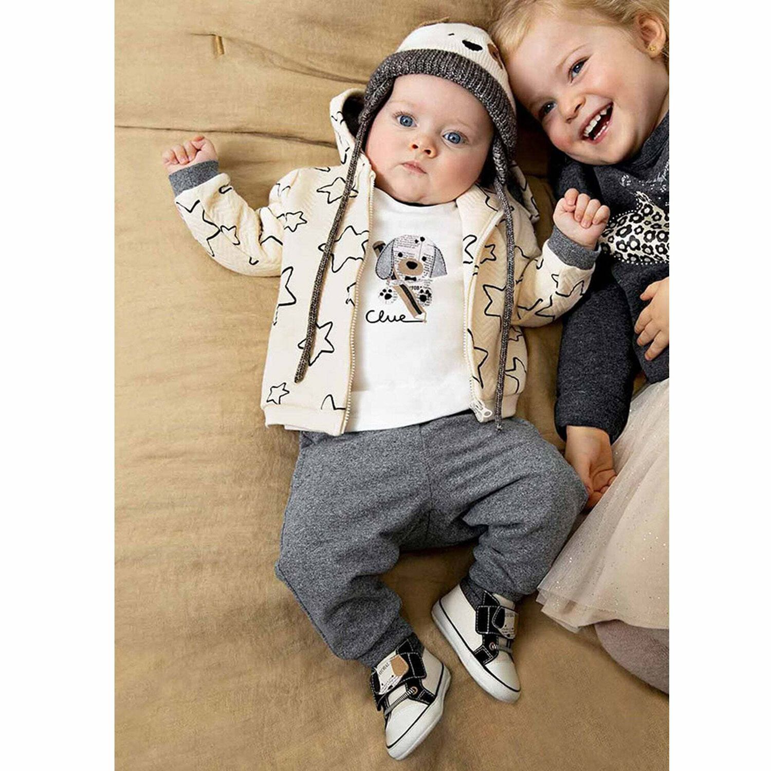 Baby Boys Ivory & Grey Tracksuit (3 Piece), 1, hi-res image number null