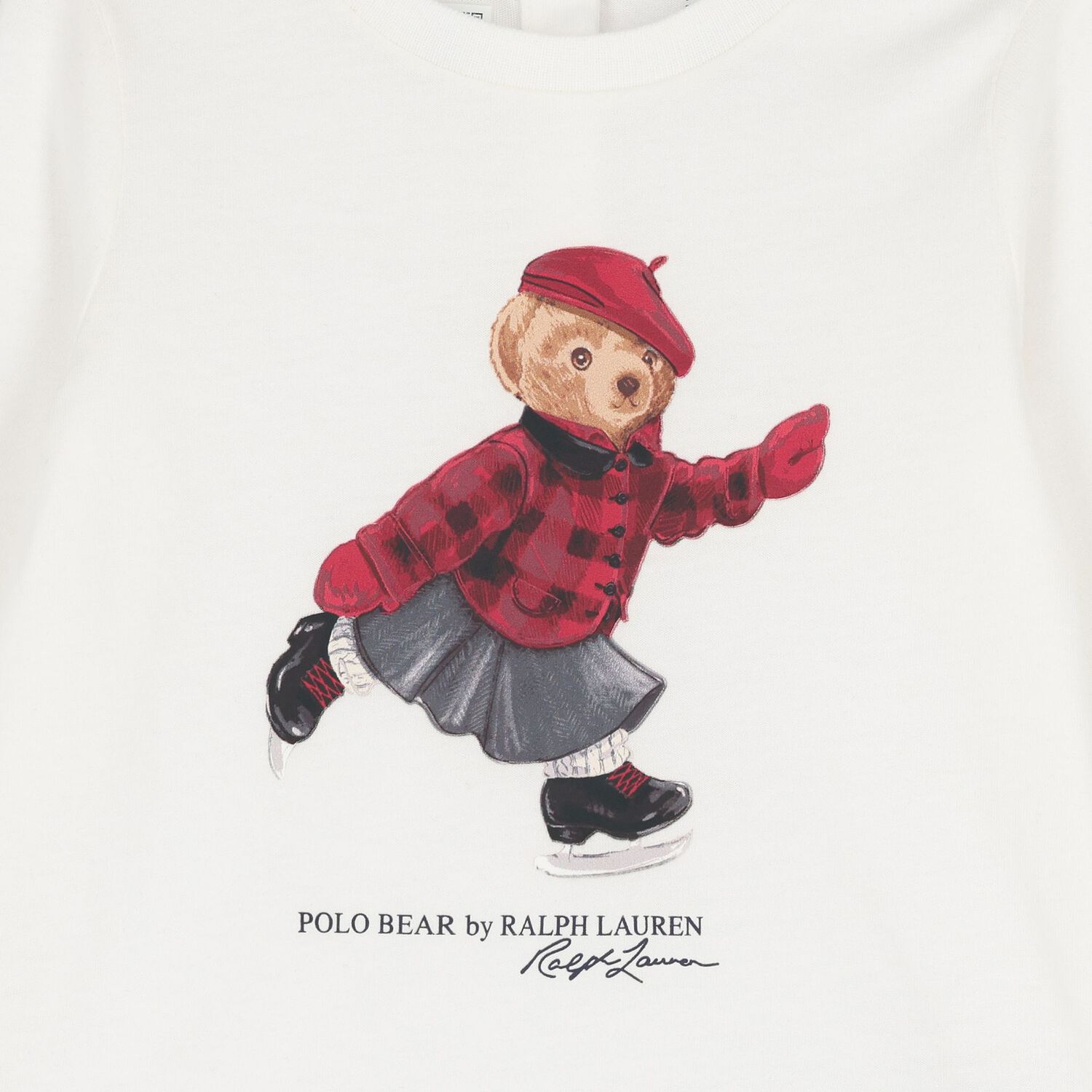 Baby Girls Ivory Polo Bear Long Sleeve Top, 1, hi-res