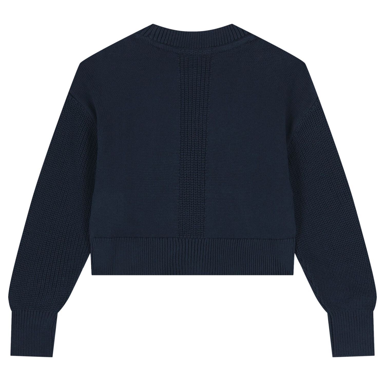 Girls Navy Blue Logo Knitted Sweater, 1, hi-res