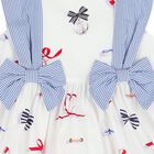 Girls White & Blue Bow Dress, 1, hi-res