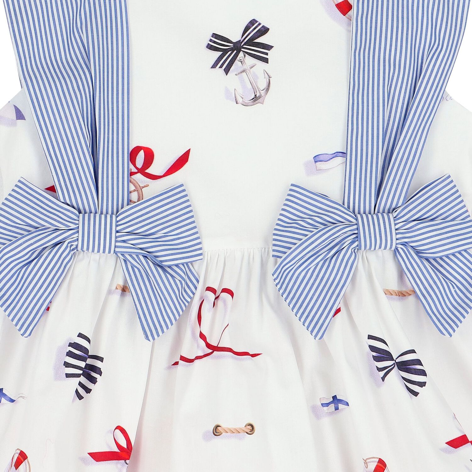 Girls White & Blue Bow Dress, 1, hi-res image number null