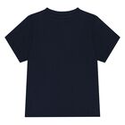 Younger Boys Navy Blue Logo T-Shirt, 3, hi-res
