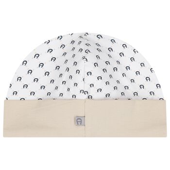 Baby Boys Beige & White Logo Hat