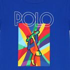 تيشيرت أولاد بالشعار باللون الأزرق, 1, hi-res