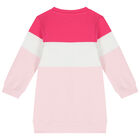 طقم فستان بنات بالشعار باللون الأبيض والزهري, 1, hi-res