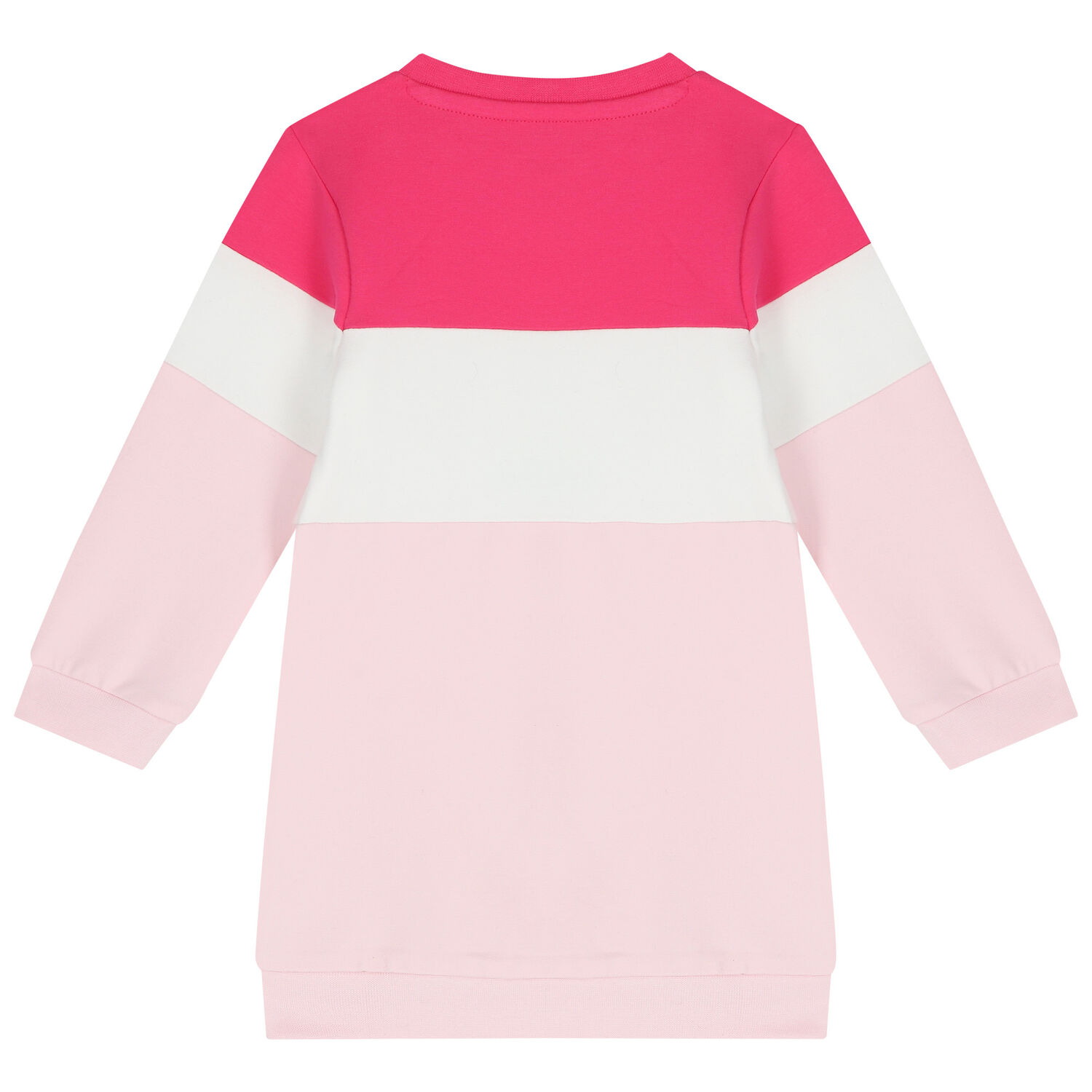 طقم فستان بنات بالشعار باللون الأبيض والزهري, 1, hi-res