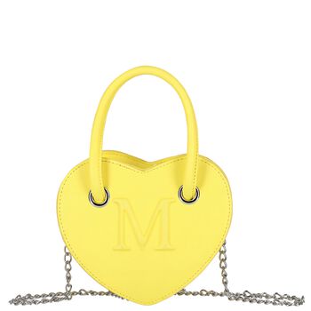 Girls Yellow Leather Heart Handbag