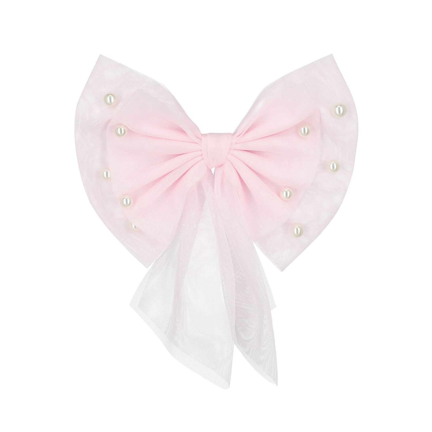 Girls Pink Bow Hairclip, 1, hi-res