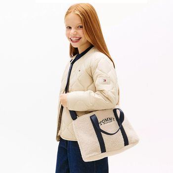 Girls Ivory Sherpa Fleece Tote Bag