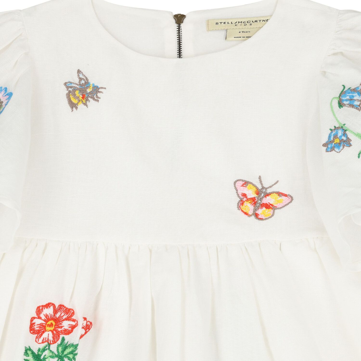 فستان زهري مطرز باللون العاجي للبنات, 1, hi-res image number null