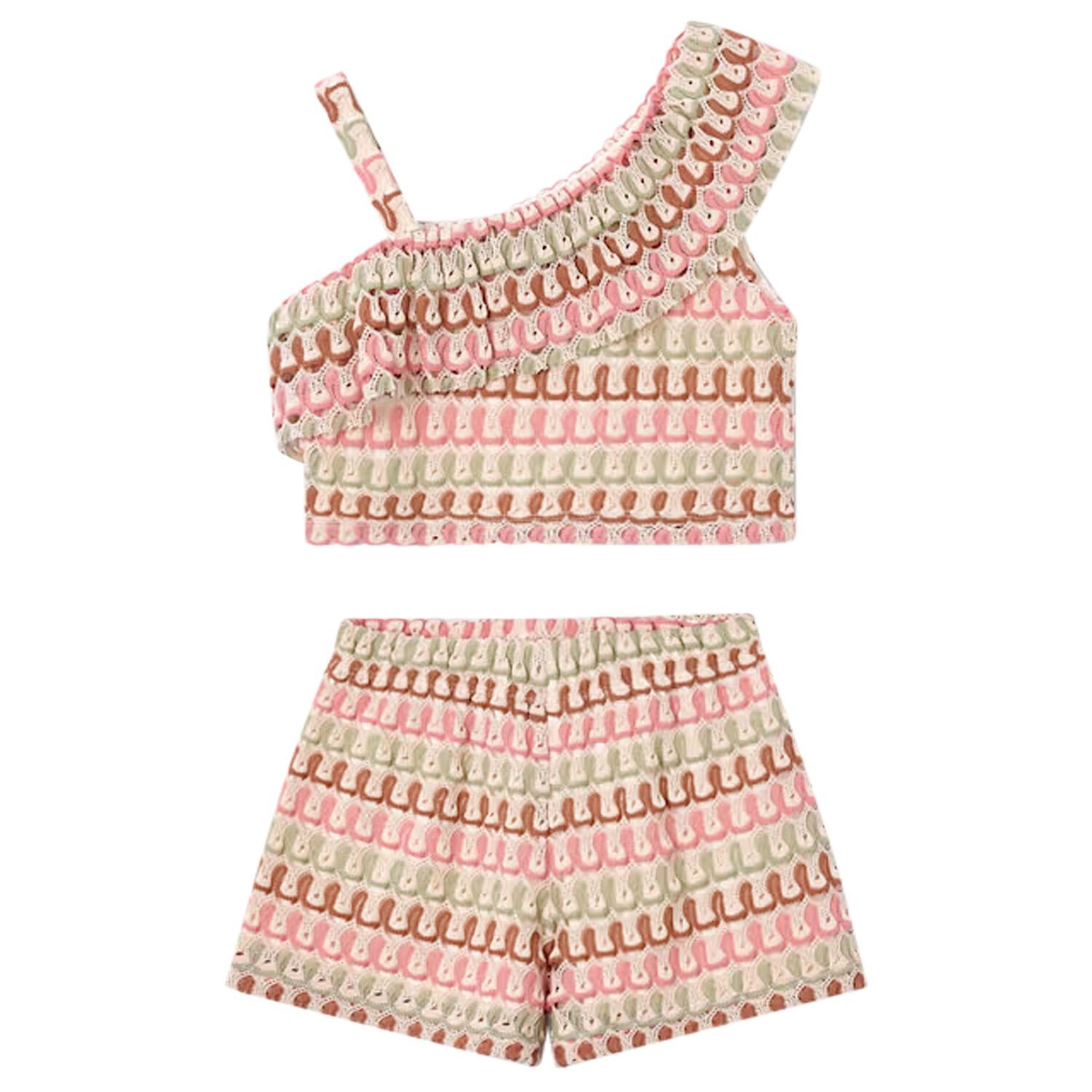 طقم شورتات محبوكة متعددة الألوان للبنات, 3, hi-res