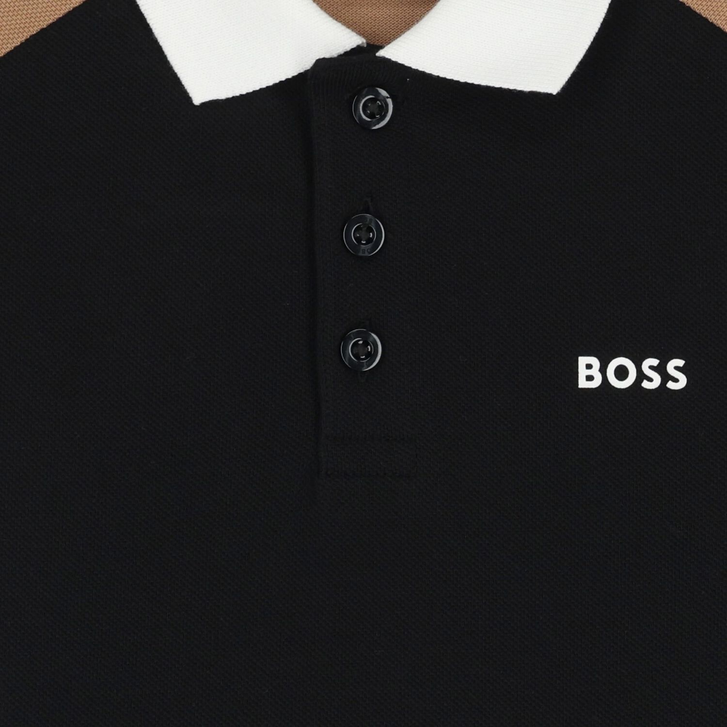 Boys Black Logo Polo Shirt, 1, hi-res