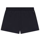 Girls Navy Blue Logo Shorts, 1, hi-res