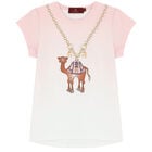Girls Pink & White Camel T-Shirt, 1, hi-res