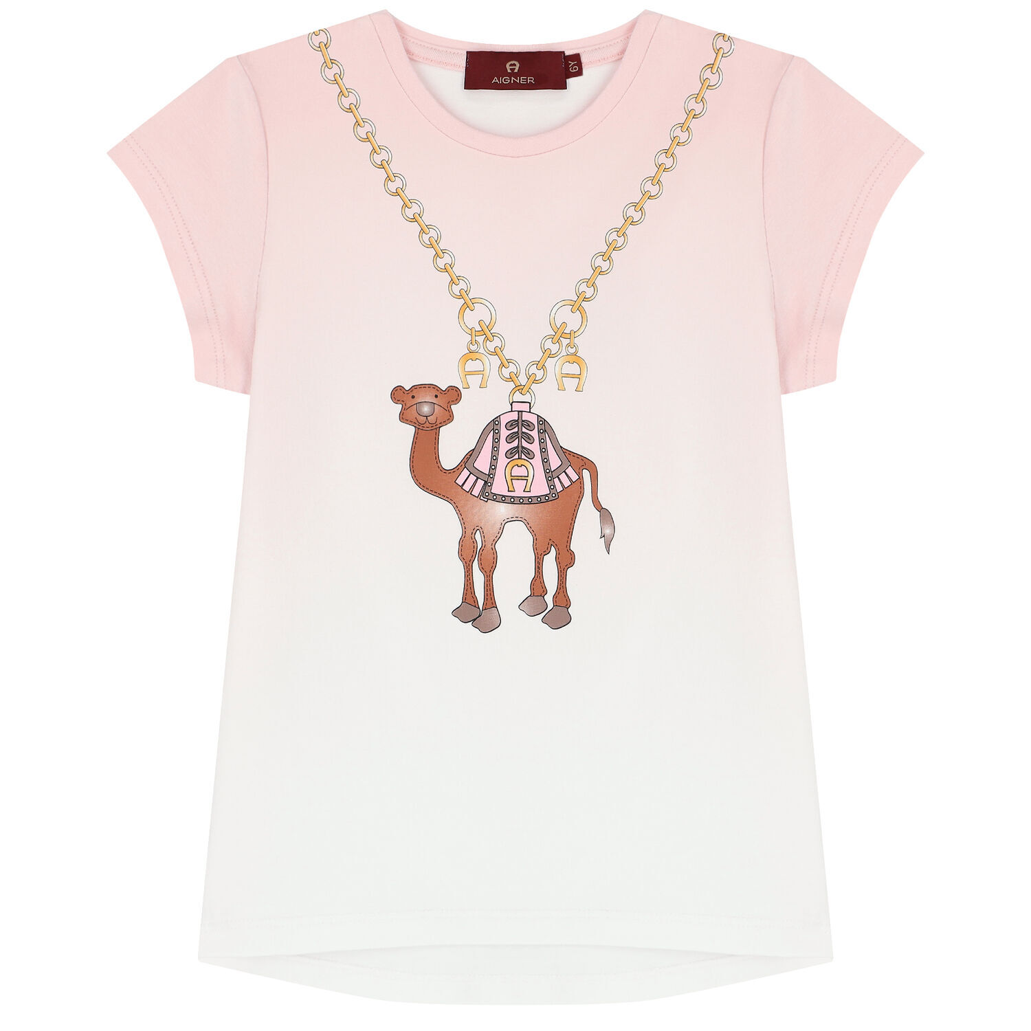 Girls Pink & White Camel T-Shirt, 1, hi-res