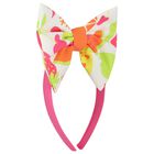 Girls White & Pink Bow Headband, 1, hi-res