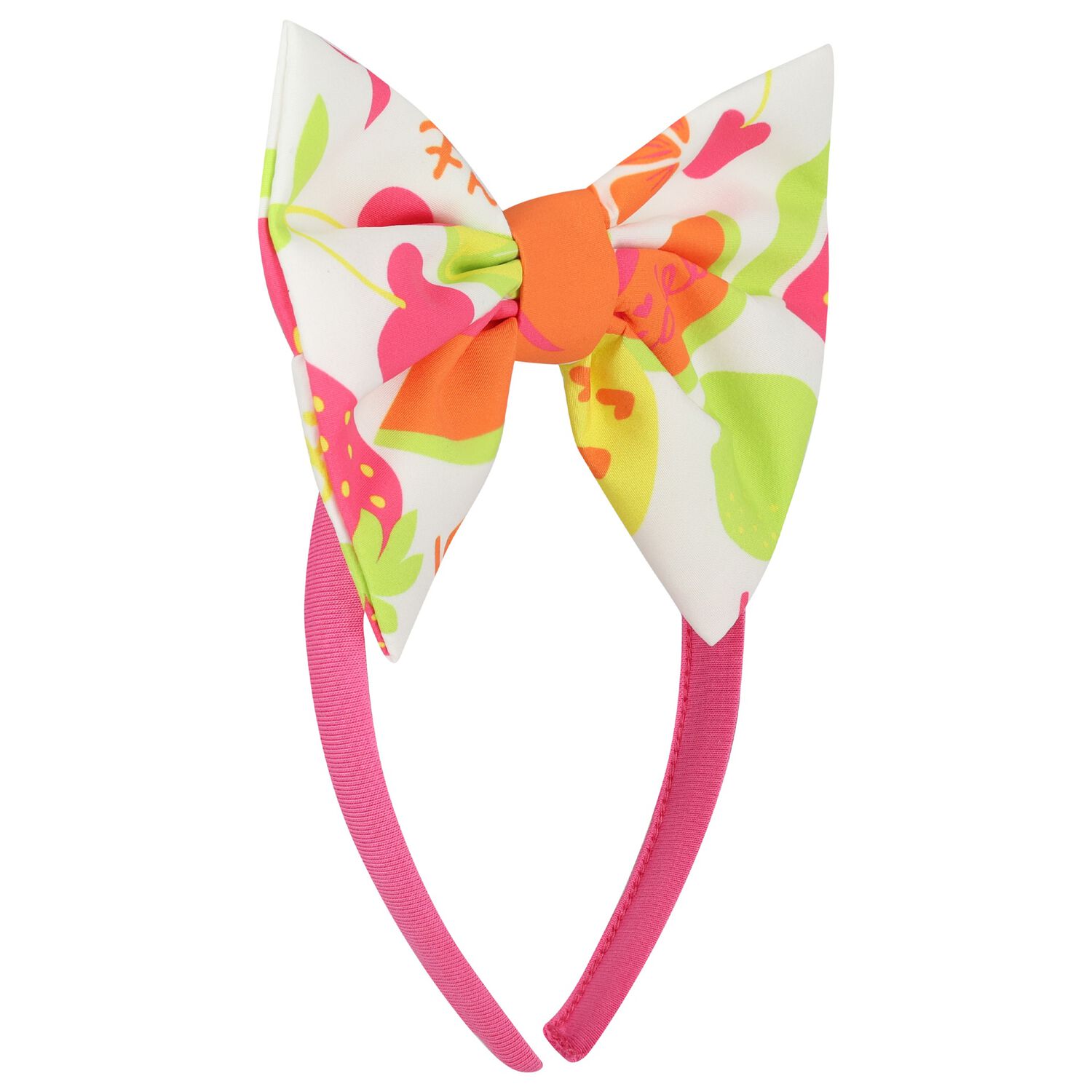 Girls White & Pink Bow Headband, 1, hi-res