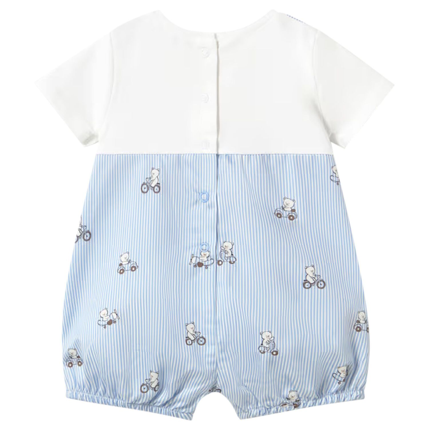 Baby Boys White & Blue Romper, 1, hi-res