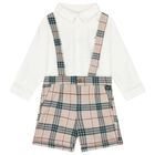 طقم شورت كاروهات للأولاد باللون العاجي و البيج , 1, hi-res