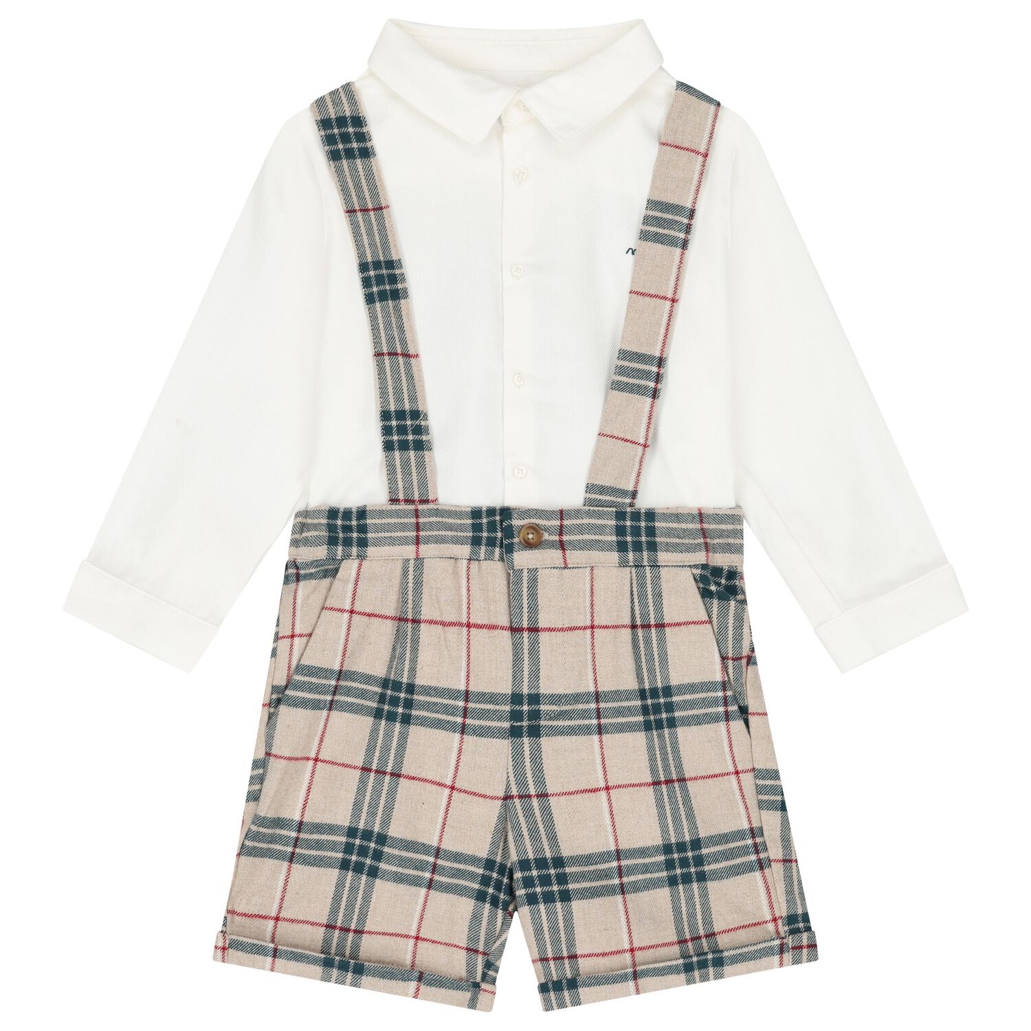 طقم شورت كاروهات للأولاد باللون العاجي و البيج , 1, hi-res image number null