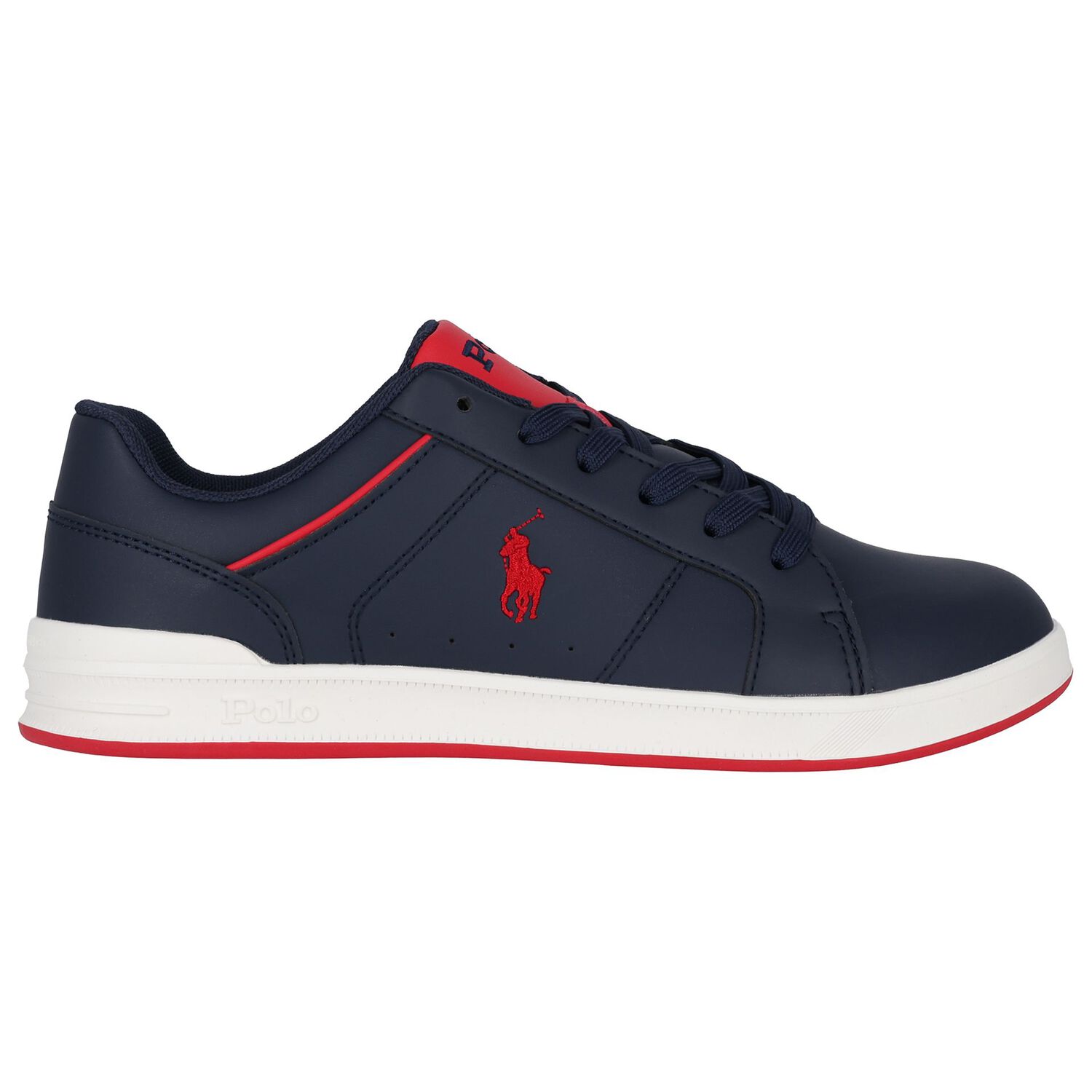 Boys Navy Blue & Red Logo Trainers, 1, hi-res