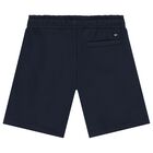 Boys Navy Blue Logo Shorts, 1, hi-res