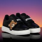 Black Teddy Bear Logo Trainers, 1, hi-res