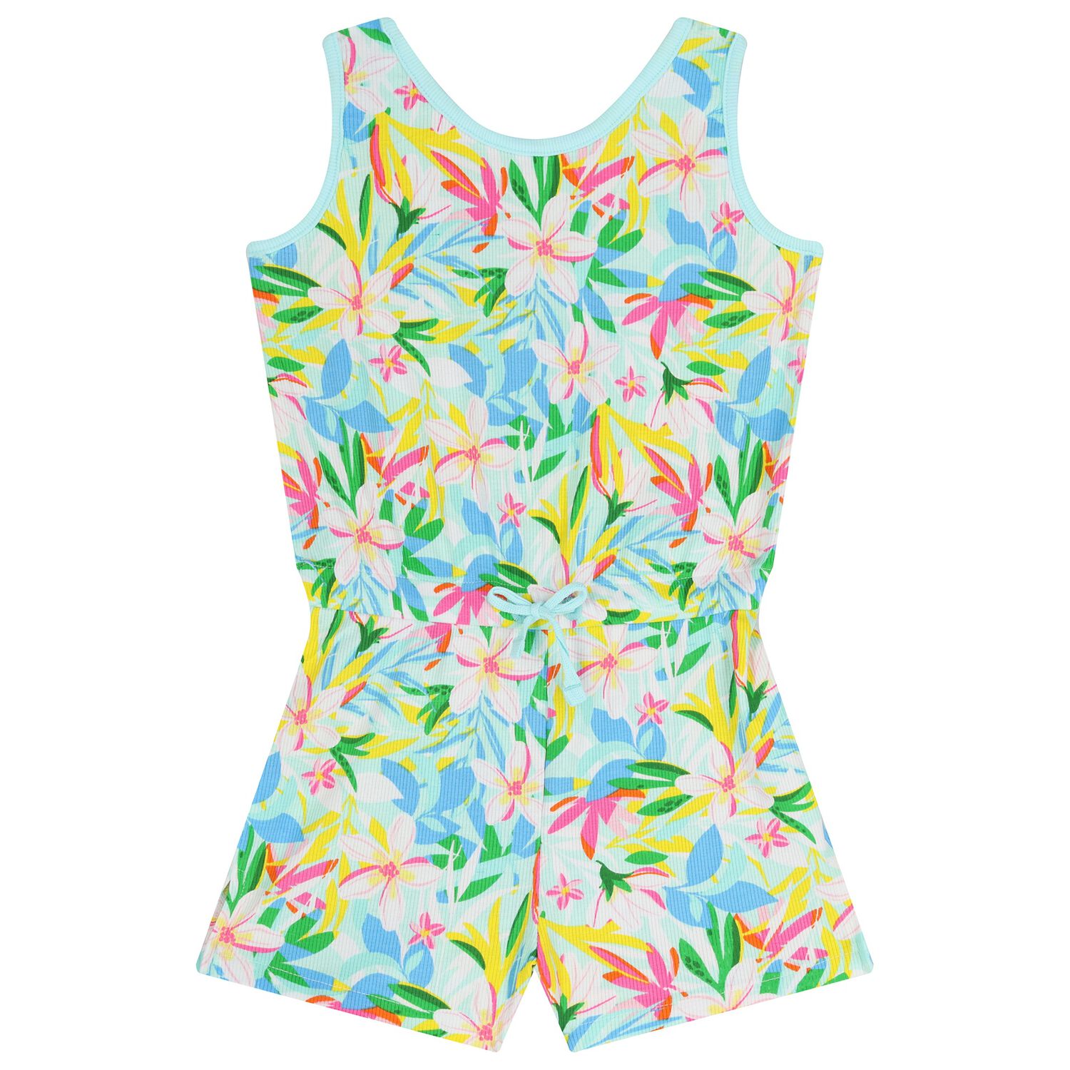 Girls Multi-Coloured Floral Playsuit, 1, hi-res