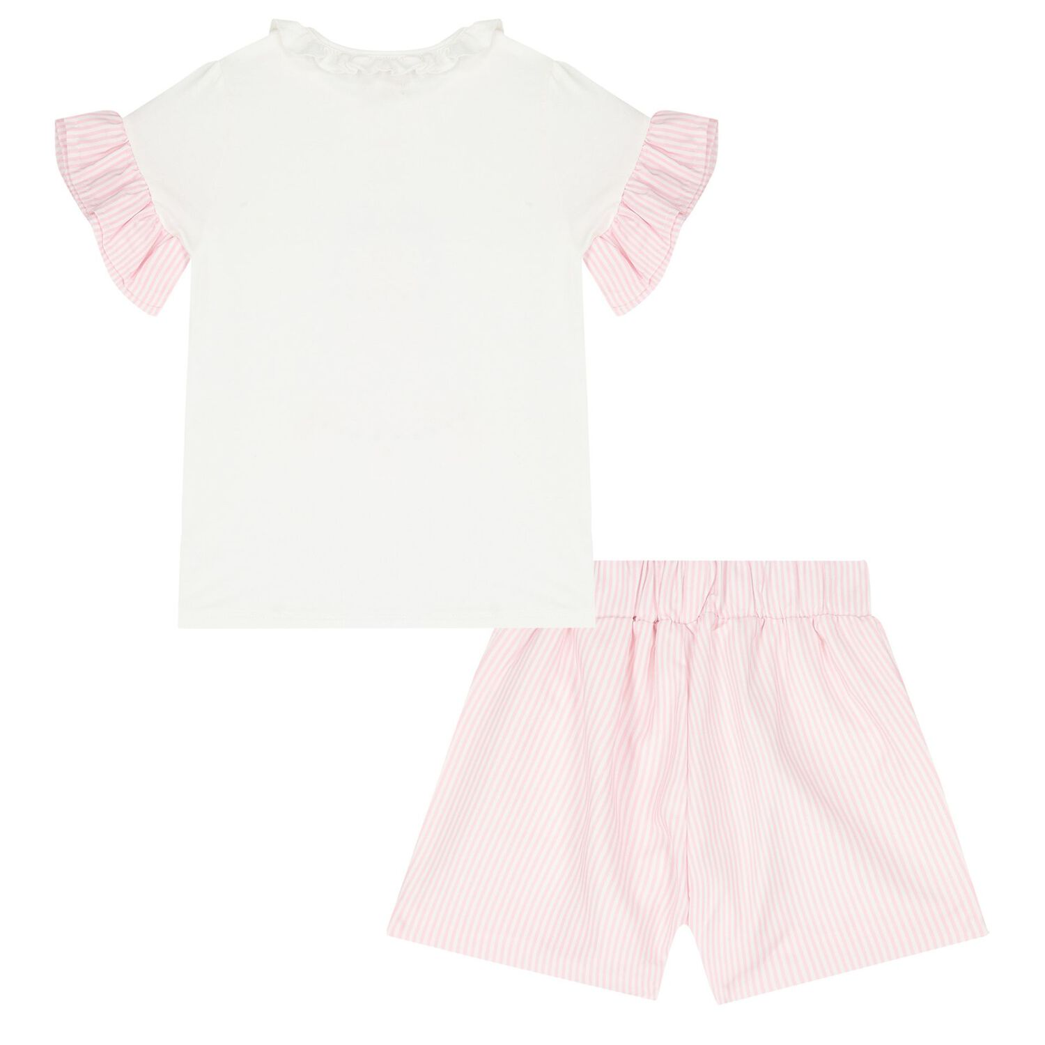 Girls White & Pink Pastry Shorts Set, 1, hi-res image number null