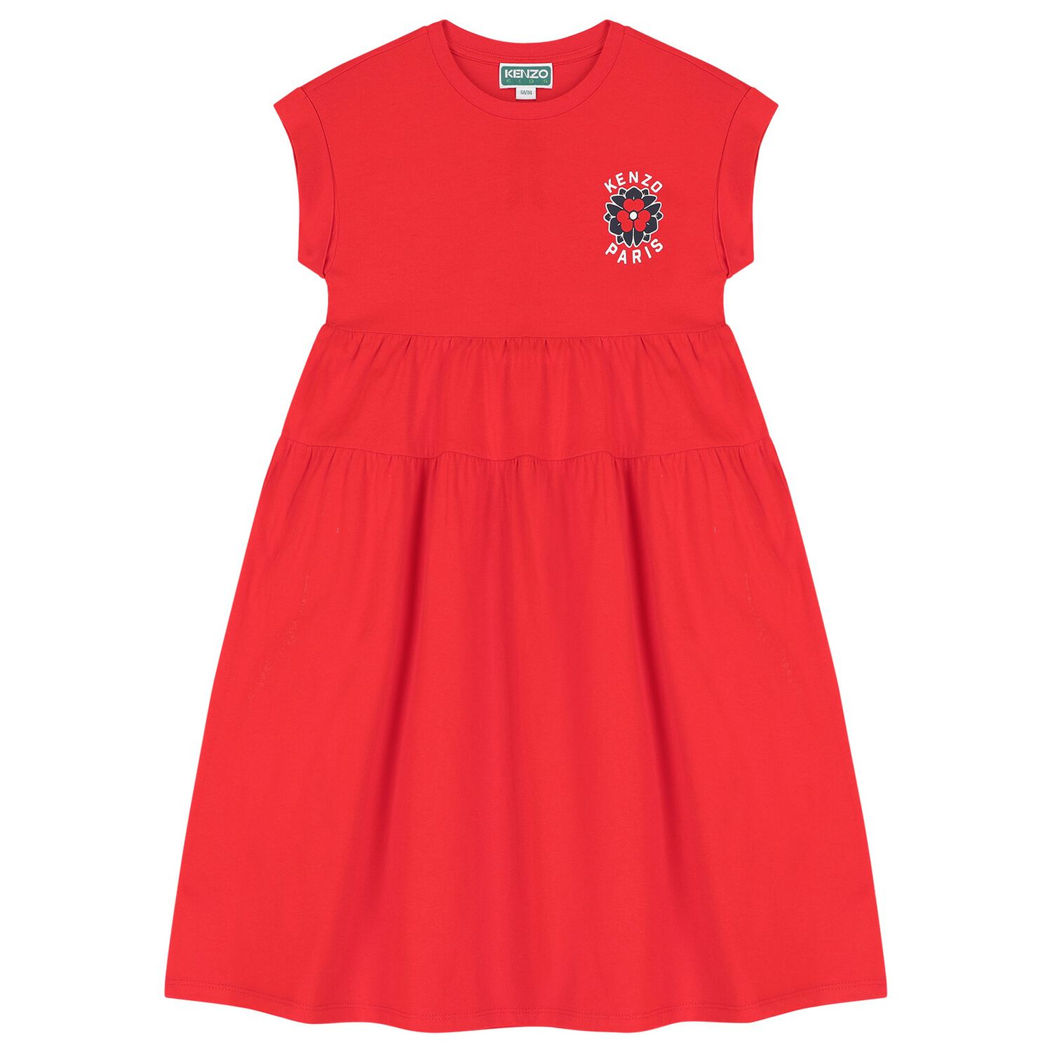 Girls Red Flower Logo Dress, 1, hi-res