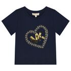 Girls Navy Blue Logo T-Shirt, 2, hi-res