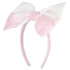 Girls White & Pink Floral Hairband, 1, hi-res