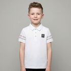 Boys White Logo Polo Shirt, 1, hi-res