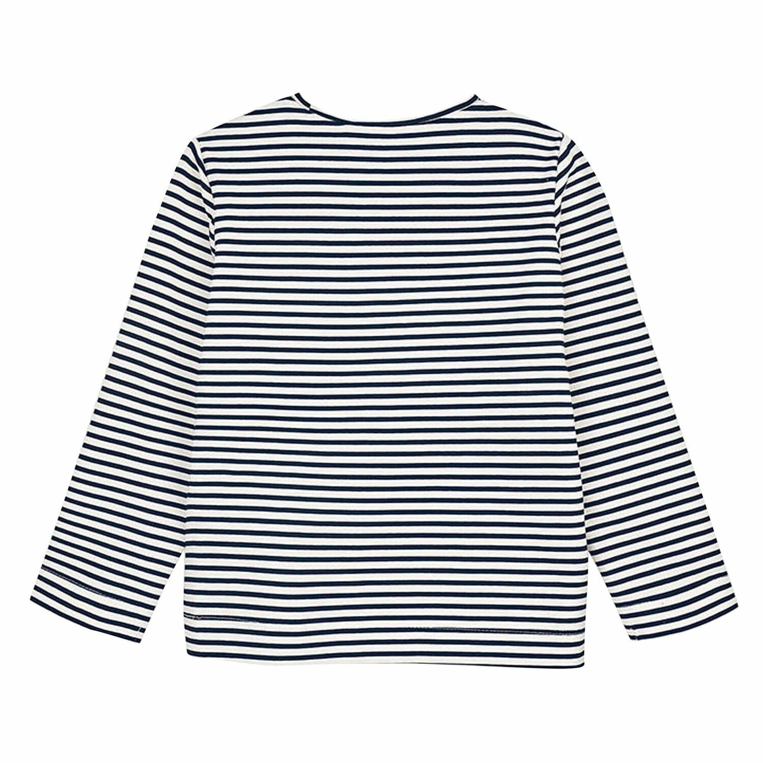 Girls Black & White Striped Top, 1, hi-res