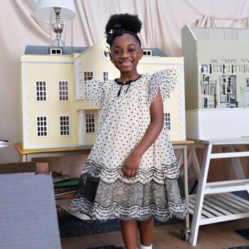 Girls Beige & Black Ivy Tulle Ivy Dress