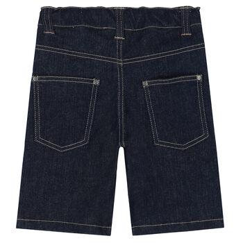 Boys Navy Logo Denim Shorts
