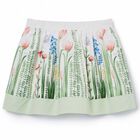 Girls White Floral Skirt, 1, hi-res