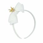 Girls White Bow Headband, 1, hi-res