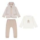 Baby Boys Beige & Ivory Teddy Bear Tracksuit ( 3 Piece ), 1, hi-res