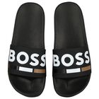Boys Black Logo Sliders, 1, hi-res