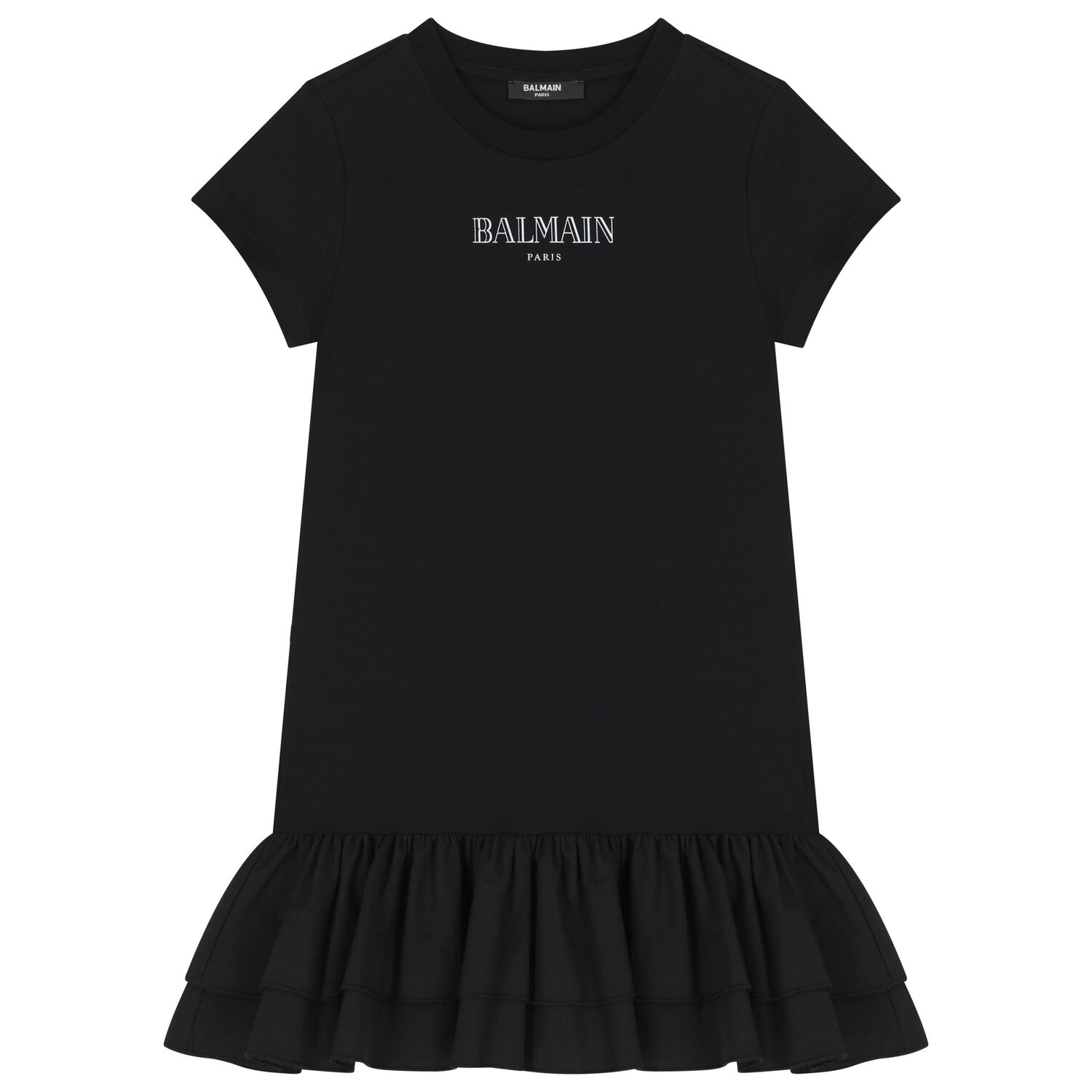 Girls Black Logo Dress , 1, hi-res