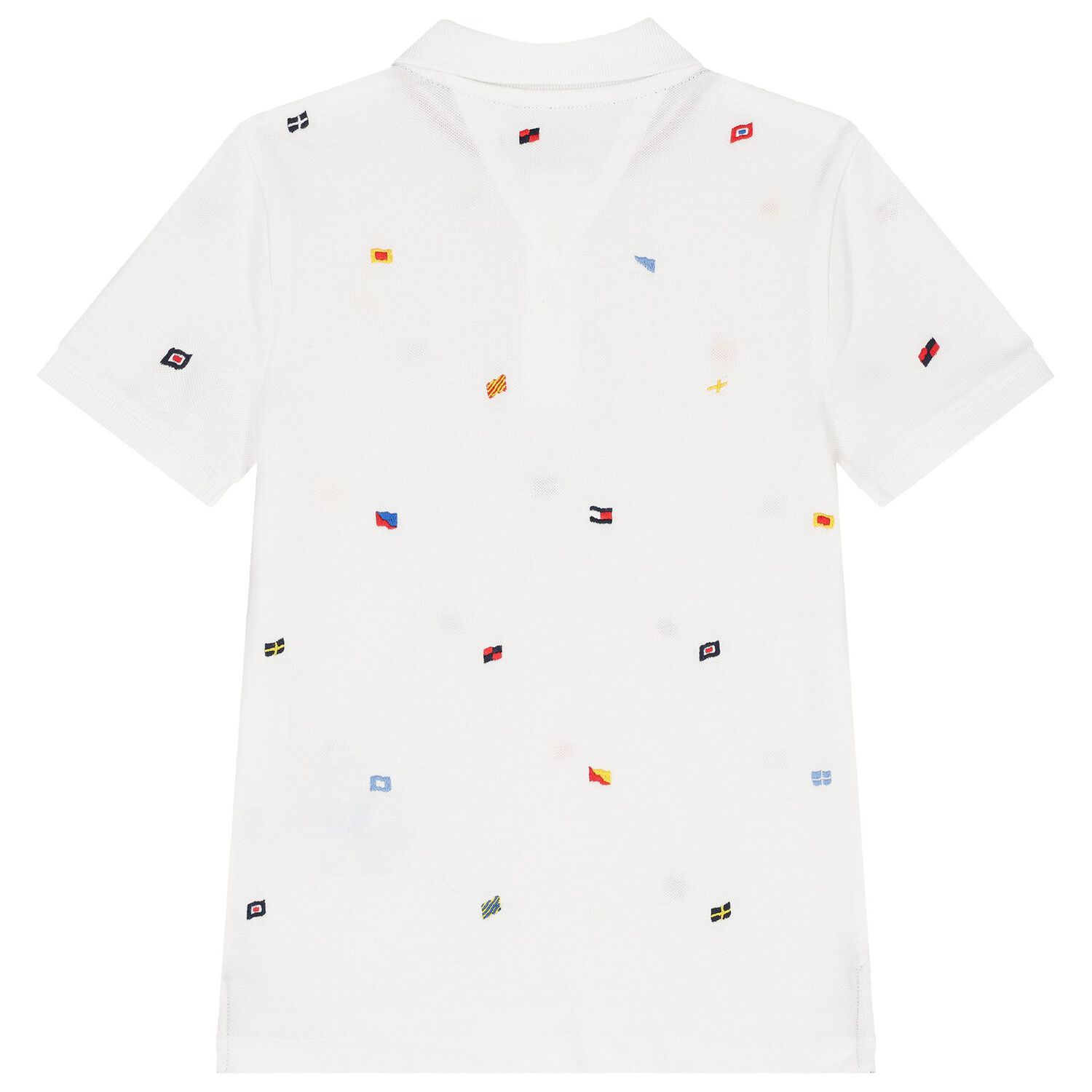 Boys White Flag Embroidery Polo Shirt, 1, hi-res