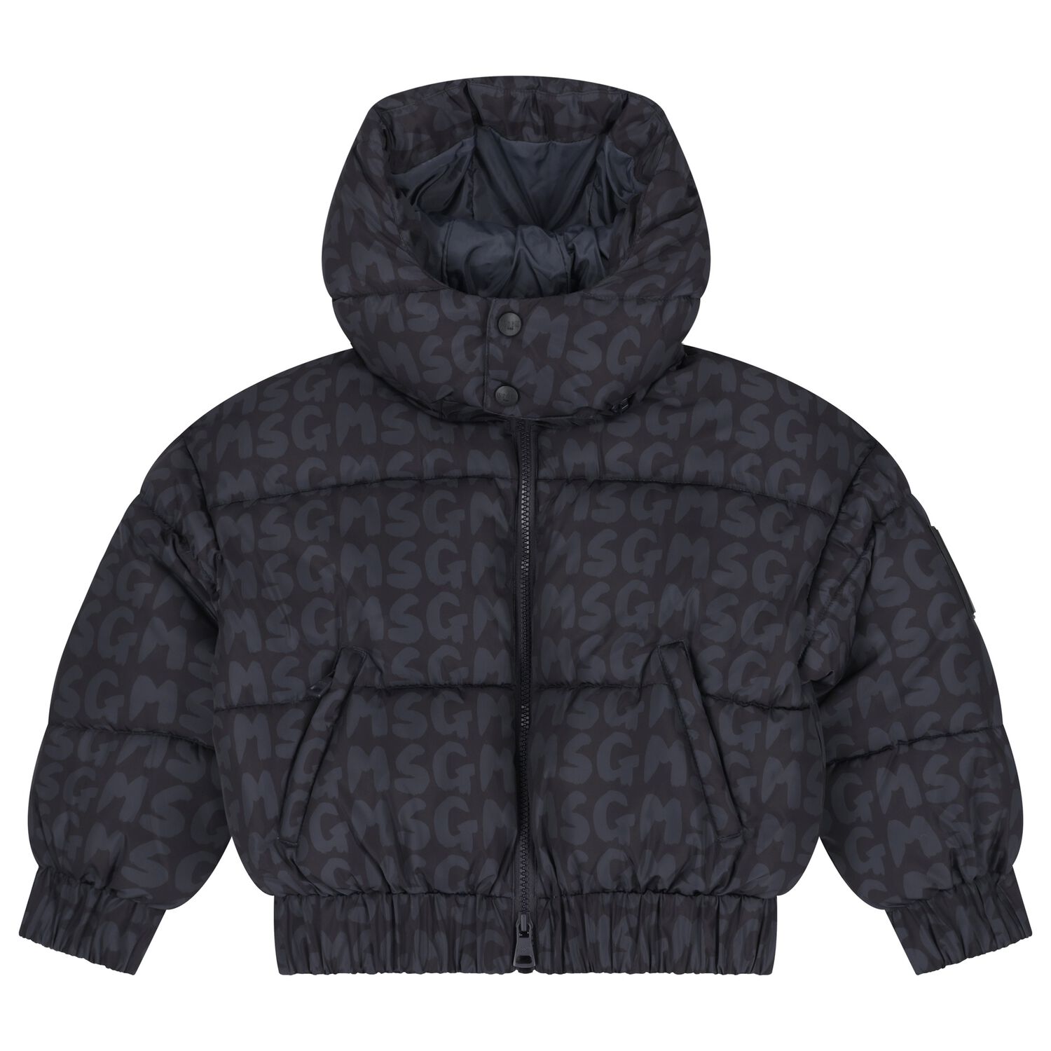 Black & Grey Logo Puffer Jacket, 1, hi-res image number null