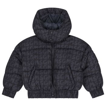 Black & Grey Logo Puffer Jacket