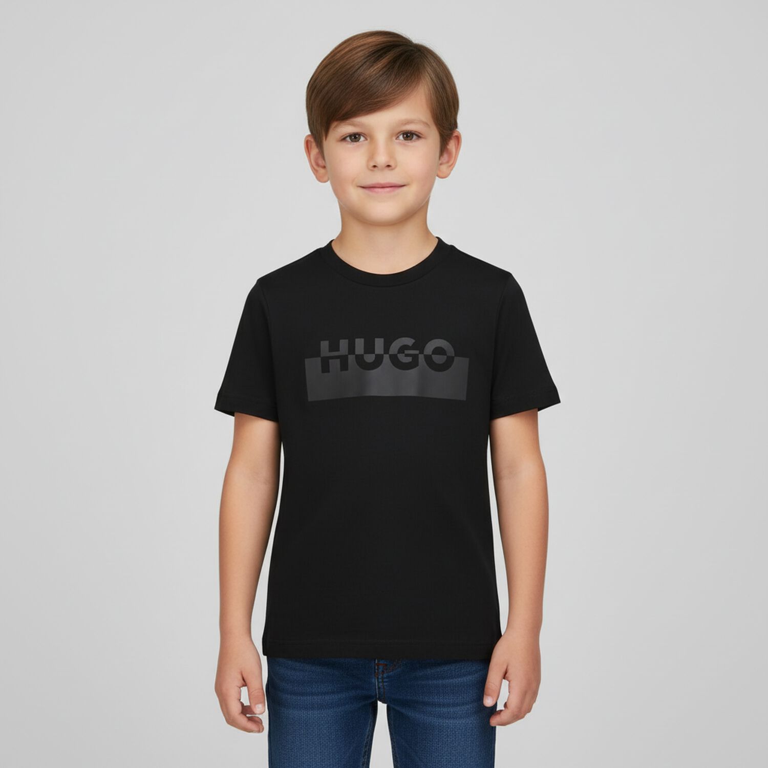 Boys Black Logo T-Shirt, 1, hi-res