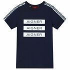 Boys Navy Blue Logo T-shirt, 1, hi-res